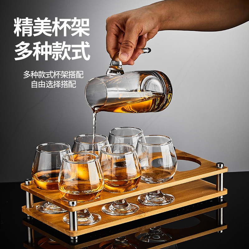 洋酒杯威士忌酒杯家用q套装水晶玻璃白兰地杯矮脚红酒杯子大肚杯 - 图1