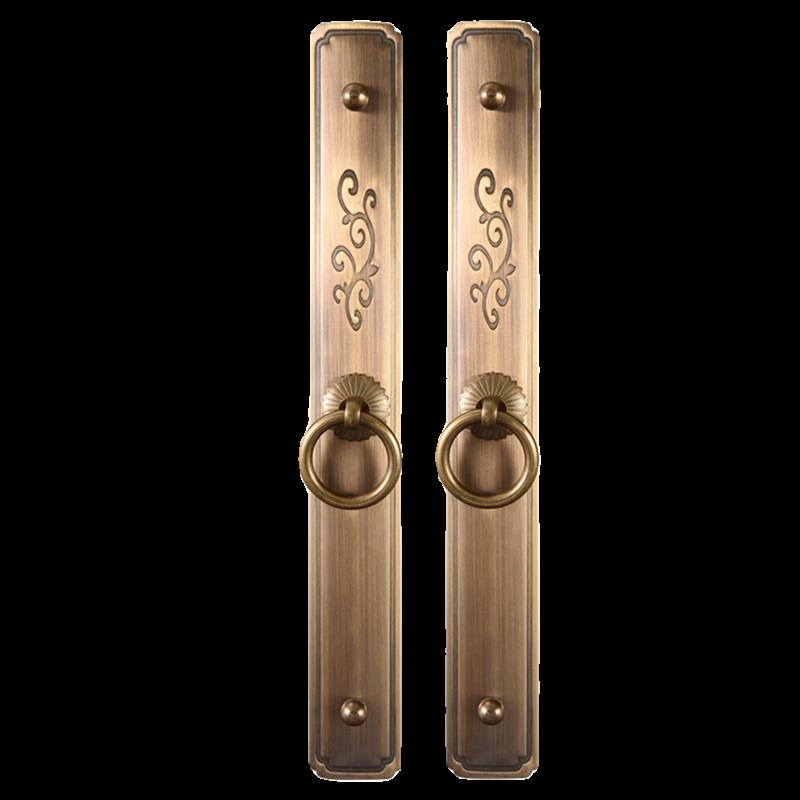 中式大门复古全铜拉手仿古衣柜木门E柜门老式纯铜把手入户门单孔 - 图3