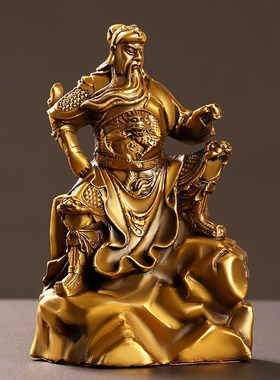 速发关公摆件全铜看书厅家羽客关办公室小号桌面装饰忠义关用关二