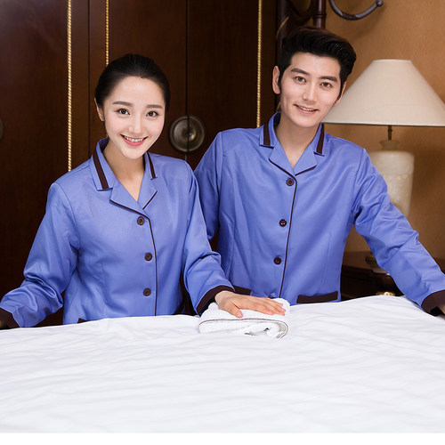 物业保洁工作服长袖女春秋套装写字楼医院清洁工阿姨服装冬季加厚 - 图2