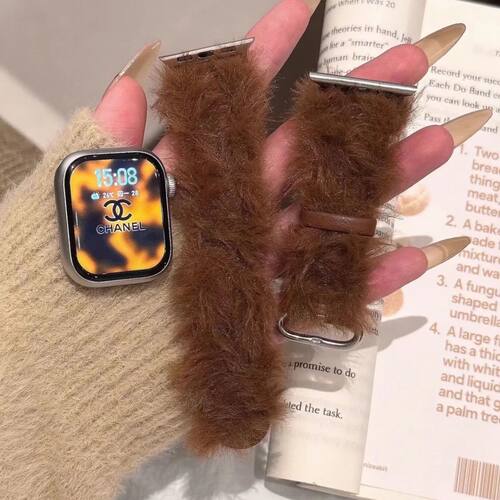 适用苹果手表表带S10秋冬新款S9女款毛呢真皮Applewatch8/7/6/5/4 - 图2