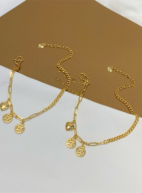 新款爱心铜钱手链轻奢小