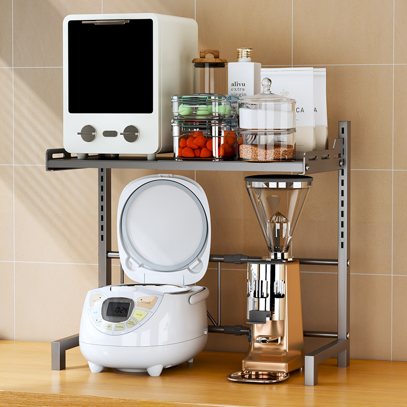 厨房微波a炉烤箱置物架电饭煲空气炸锅收纳架台面伸缩双层家用架,淘宝优惠券,粉丝福利购,淘宝优惠卷