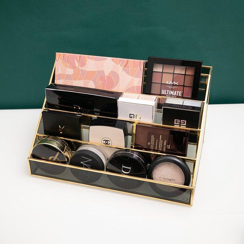 金边玻璃粉饼眼影盘展示架腮红口红整理盒美甲店桌面化妆品收纳盒,淘宝优惠券,粉丝福利购,淘宝优惠卷