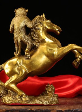 纯铜马上封侯摆i件 家居酒柜装饰客厅玄关 马到成功办公室摆件