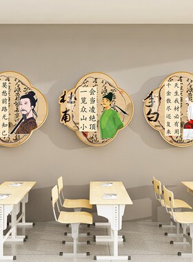古诗词墙贴中国传统文p化墙面装饰幼儿园楼梯教室环创材料班级布