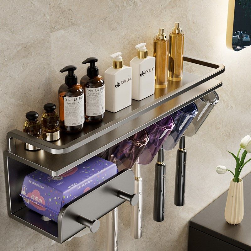 牙刷架子置物架免打孔卫生间壁挂式吹风机支架洗脸巾沐Y浴露收纳,淘宝优惠券,粉丝福利购,淘宝优惠卷