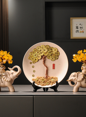 发财摇钱树平安喜乐招财鹿客厅电视柜酒柜装饰品摆件前台开业礼物