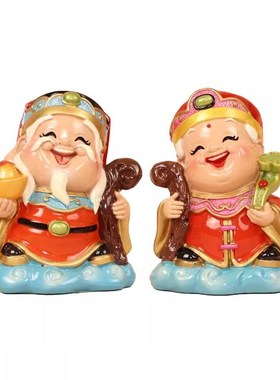 土地公土地婆神像摆件供奉客厅福德正君地主财神土地爷土地奶佛像