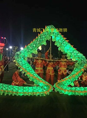 舞龙LED灯光舞龙道具夜光龙绸布LED灯光龙舞龙道具国标三号龙道具