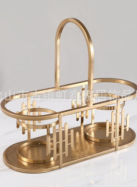 北欧式样板房客厅玄关古铜铁艺红酒架摆件酒馆酒店轻奢软装工艺品