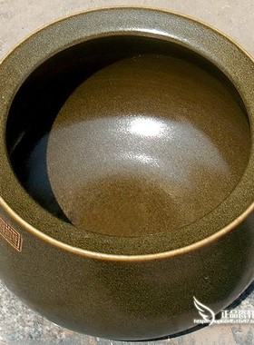 景德镇陶瓷器仿古茶叶末釉聚宝盆睡莲荷花桌面鱼缸玄关摆件小鱼盆
