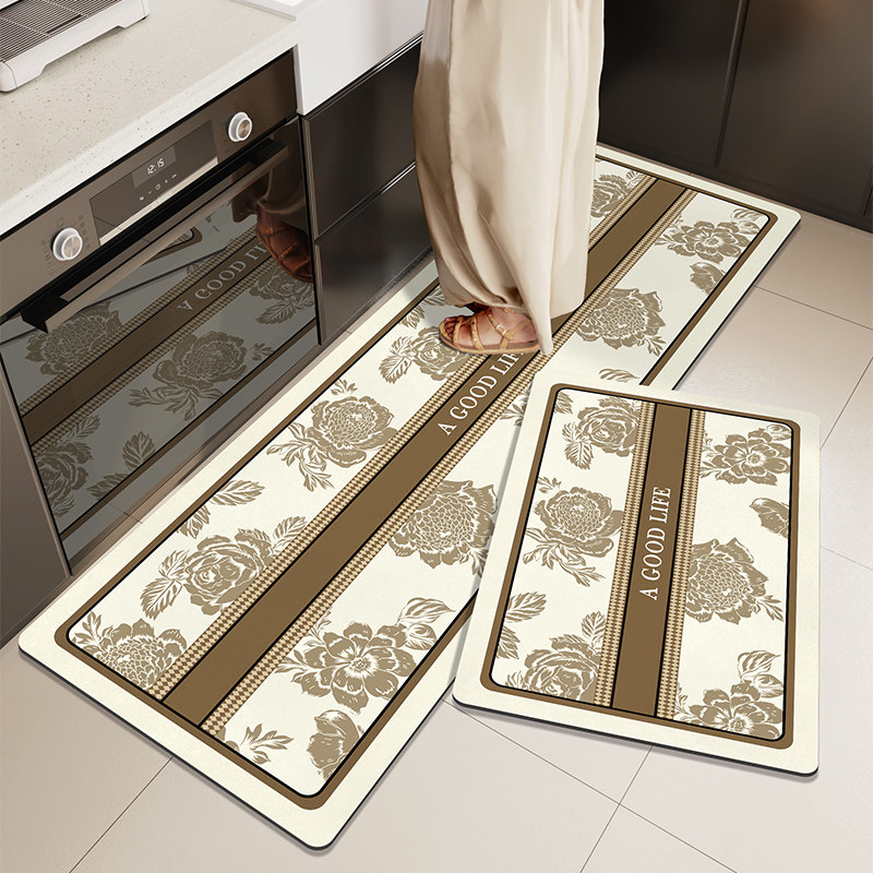 法式地垫厨房专用长条地毯防油防水耐脏防滑家用可擦免洗脚垫定制,淘宝优惠券,粉丝福利购,淘宝优惠卷