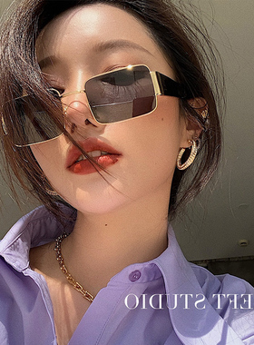 速发街方形墨对时尚长拍蹦迪扮酷派镜复古男太镜