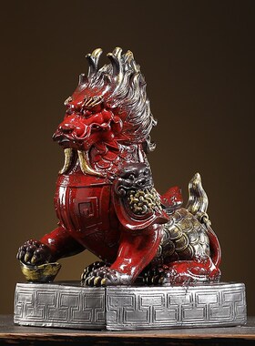 速发陶瓷麒麟摆件一对家用招镇财玄家居客厅宅关办公室装饰品开业