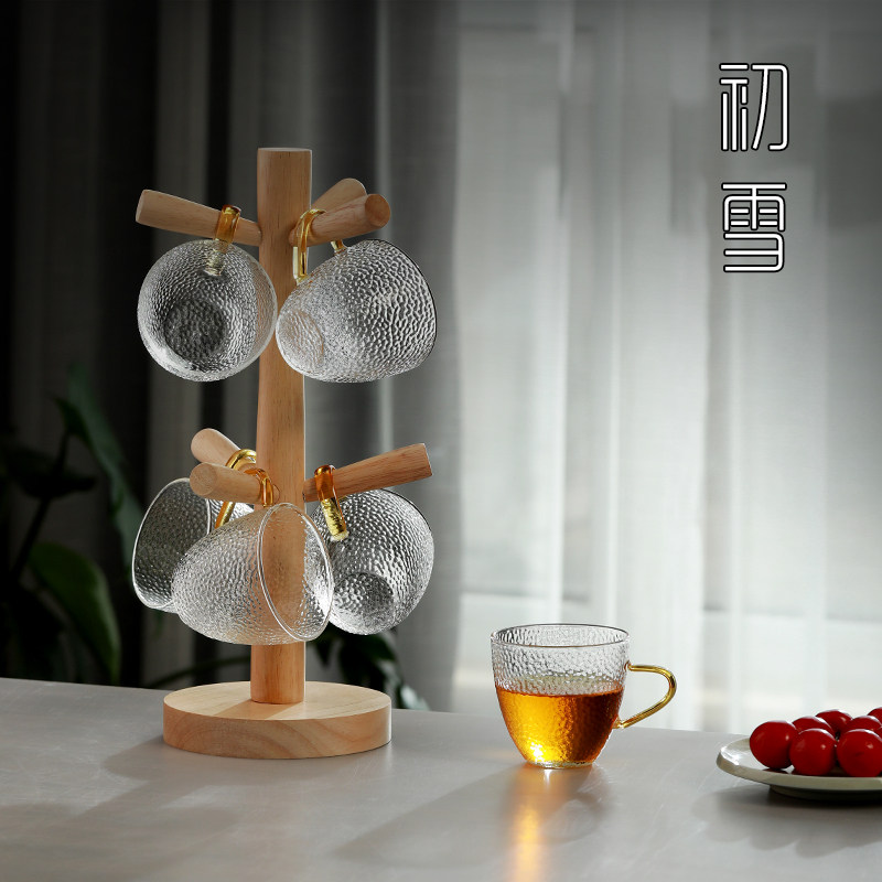 锤纹玻璃小茶杯6只装q家用带把杯子日式泡茶壶套装客厅待客茶具,淘宝优惠券,粉丝福利购,淘宝优惠卷