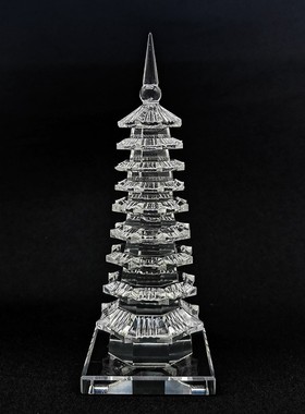 水晶文昌塔带门9k层书房客厅办公室桌面玄关摆件装饰建筑学生玻璃