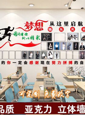 亚克力励志墙贴 公司企q业文化墙 团队风采 员工风采  梦想 照片