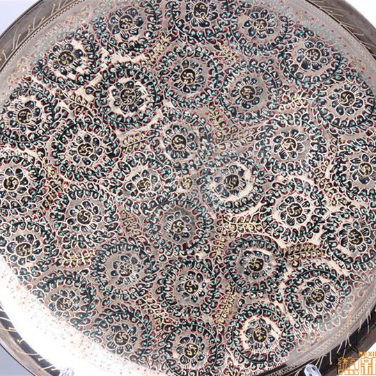 Pakistani copper dware colorful dot hanging plate fully handmade home hotel restaurant style decoration boutique hanging plate