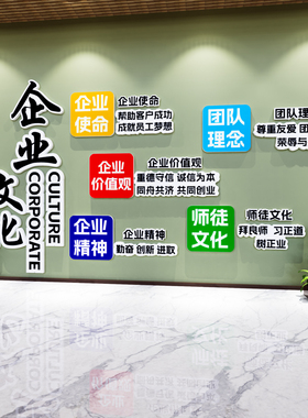 公司企业文化墙前台大厅形象背景办公室墙面装饰励志标语会议贴画
