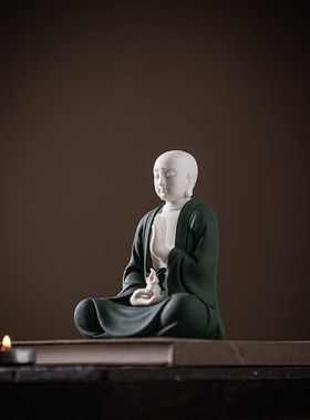 陶瓷佛像释迦牟尼佛地藏王观音婆娑三圣像新中式禅意家居桌面摆件