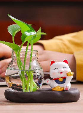 招财猫摆件创意水培店铺开业送礼高级感大号客厅家居红酒柜小摆设