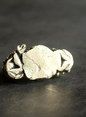 复古实心纯黄铜办公桌面车载小摆件老人棋道随身工艺品手把玩件