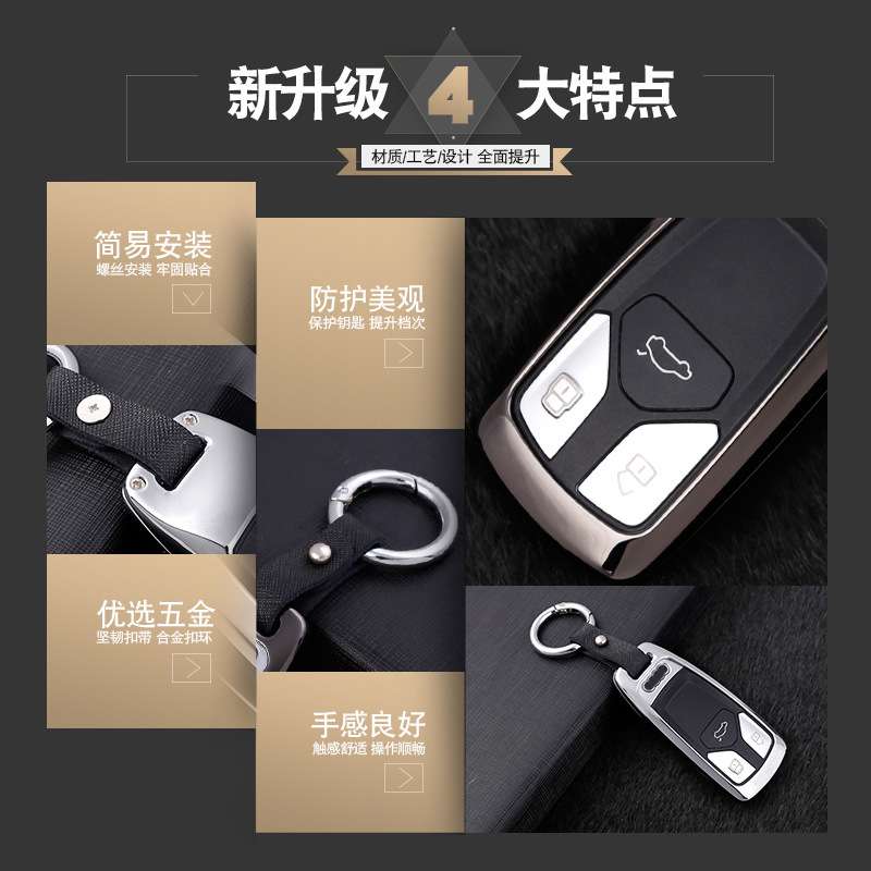 适用于新款奥迪A4L Q5L专用A5车钥匙套S5金属S4 2021款21 2020 20 - 图1