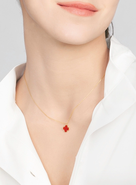 CLORIS  YING18k玫瑰金幸运四叶草项链女款吊坠礼物叠戴锁骨颈链