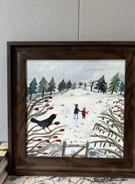 法式清新治愈系插画砂岩挂画儿童房卧室玄关复古装饰画