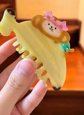 可爱呆萌香蕉趴趴小猴子鲨鱼夹海岛风发饰抓夹高颜值女生发夹装饰