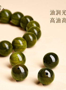 普陀山天然绿檀单圈手串