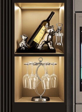 速发轻奢熊红酒架酒柜装柜品摆件客柜电视厅餐边饰家居玻璃柜摆设