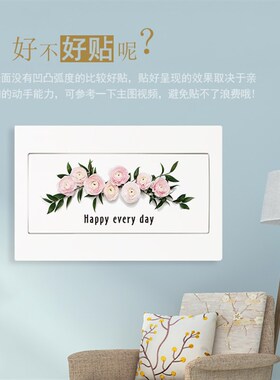 速发自粘装饰画家用墙画电表箱遮电弱电箱贴上多媒体配挡箱集线盒