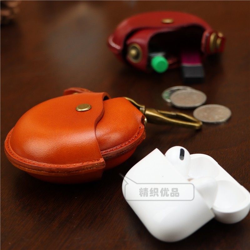 头层牛皮创意零钱包蓝牙耳机线收纳包包挂件硬币小圆包复古小礼品,淘宝优惠券,粉丝福利购,淘宝优惠卷