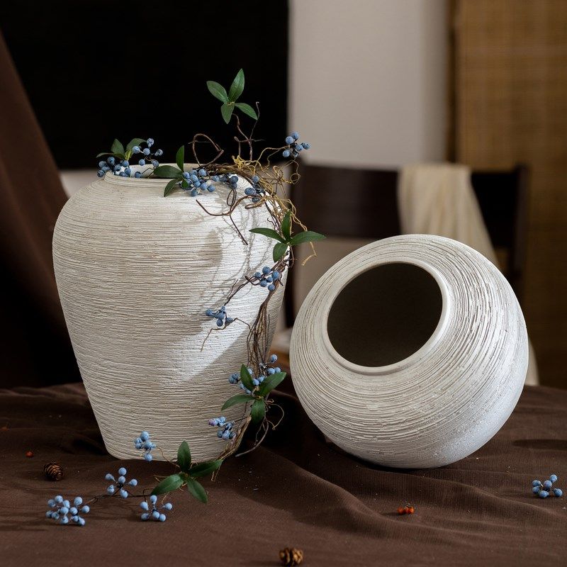 复古艺术陶瓷花瓶客厅水培插花粗陶罐仿古做旧粗犷U侘寂风装饰摆,淘宝优惠券,粉丝福利购,淘宝优惠卷