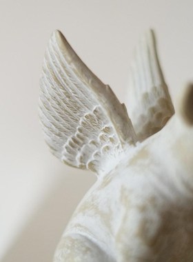 闻森家居复古手工l可爱小猪天使摆件雕塑桌面创意送礼装饰品手机