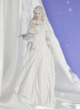 愿一礼物】情侣夫妻摆件s 高级精致纪念日结婚礼物 一家人陶瓷雕