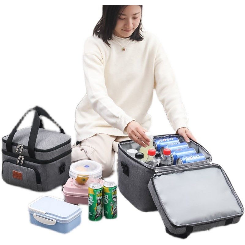 新款双层手提保温包户外野餐包便携防水便当包单肩U保鲜铝箔午餐,淘宝优惠券,粉丝福利购,淘宝优惠卷