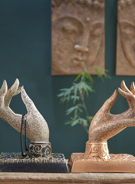 速发新中式禅意术云佛手博古架书房艺祥雕塑室古茶仿茶馆装饰小摆