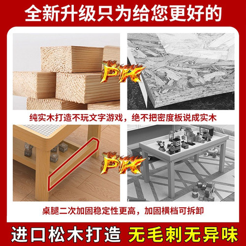 儿童多功能益智玩具实木游戏桌颗粒积木益智桌宝宝太空沙盘拼装桌 - 图3