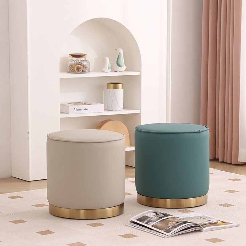 轻奢梳妆凳北欧网红小皮凳子客厅换鞋凳茶几凳家用化妆凳简约圆凳,淘宝优惠券,粉丝福利购,淘宝优惠卷
