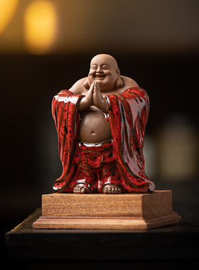 陶瓷弥勒佛摆件招财大肚笑佛菩萨中式禅意家居桌面茶宠茶玩装饰品