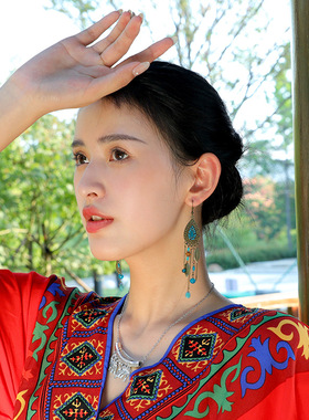 螺旋无痛耳夹女民族风复古长款