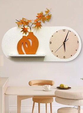 速发奶清风餐壁装饰画带钟表挂钟客厅创意砂岩挂画时钟小油新挂墙