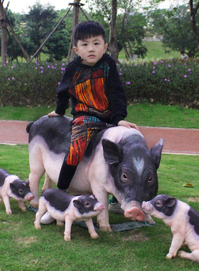 玻璃钢仿真猪摆件动物雕塑小香猪模型花园户外P园林景观庭院装饰