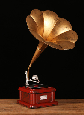 铁艺架子仿古复古怀n旧唱片机留声机摄影道具模型家居装饰桌面摆