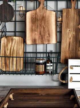 闻森家居木质森系ins摆件托盘美食美式复古做旧砧板餐.厅摄影道具