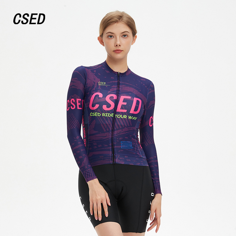 CSED骑行服长袖女款2025新款防晒修身吸汗速干透气公路车自行车服 - 图2