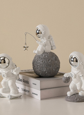 简约客厅电视柜桌面小摆件儿童房间白色宇航员装饰品礼物摆设家居